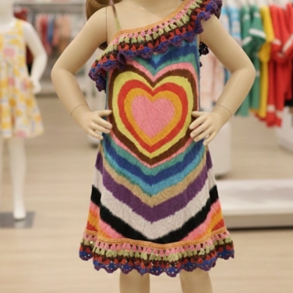 Flowers by Zoe bohemian  heart crochet dress 💗 6x one shoulder